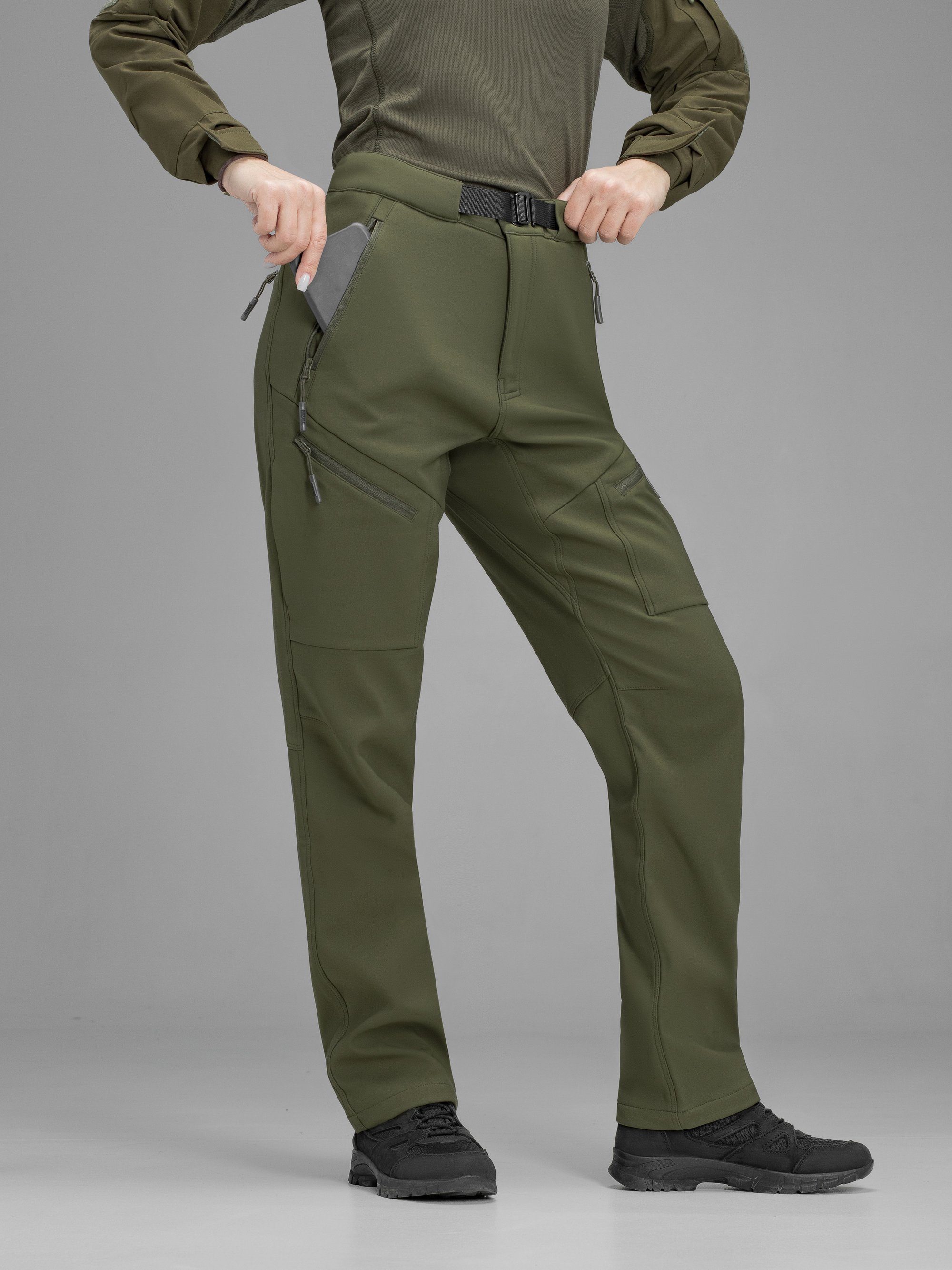 Штани карго тактичні жіночі Softshell BEZET Techwear хакі - Фото 2