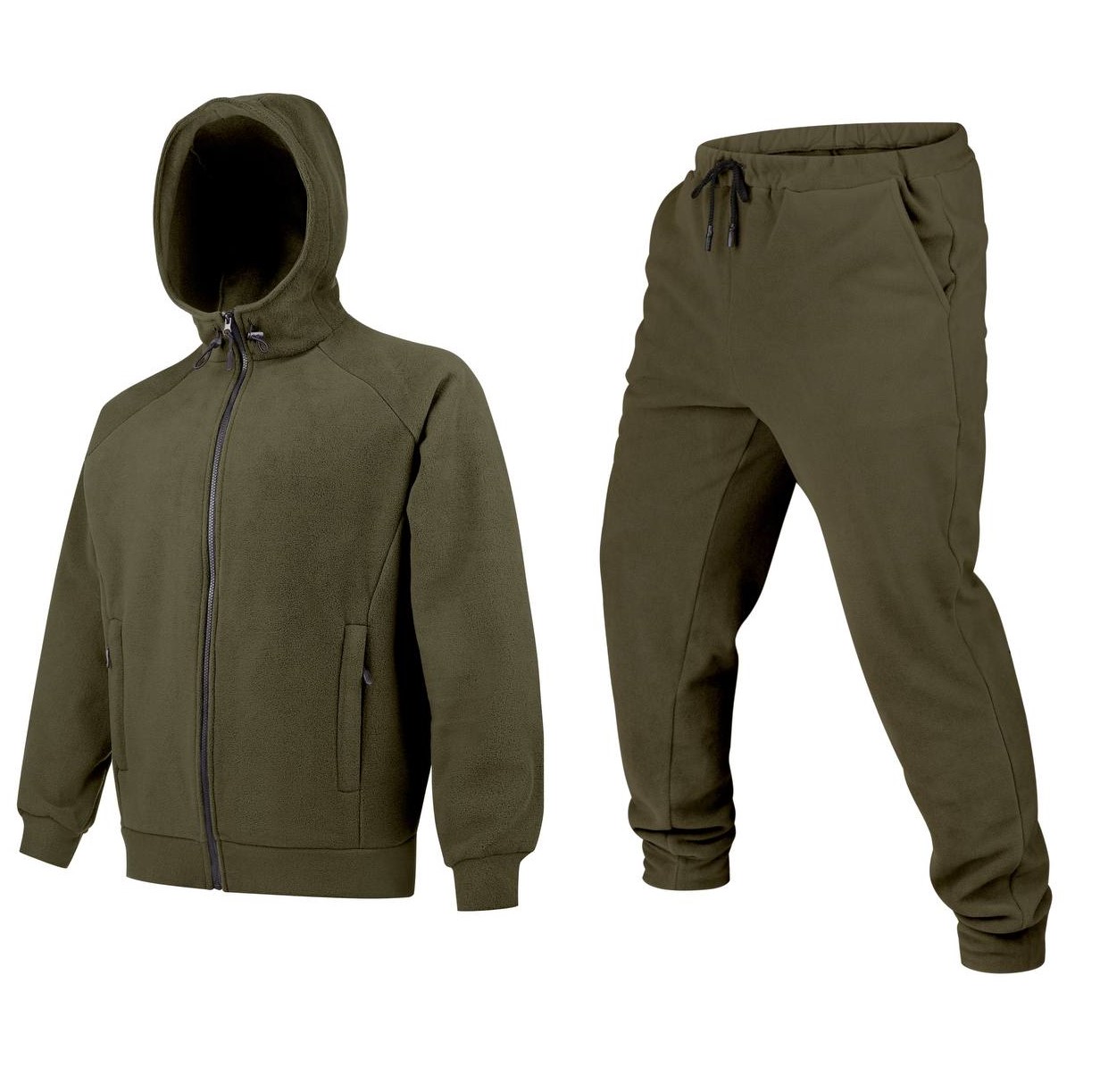 Костюм флісовий з капюшоном NEW, темна олива PlusPlus