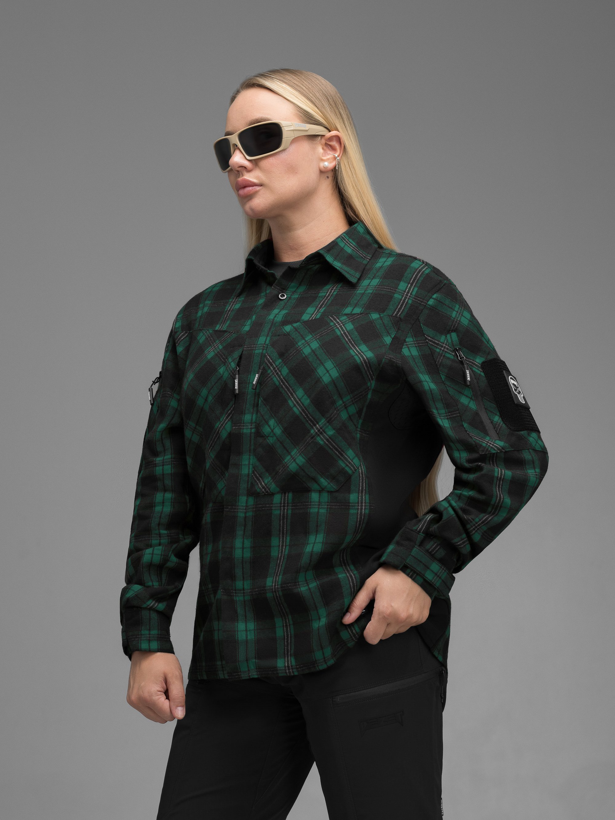 Сорочка фланелева жіноча BEZET Defender чорний/зелений