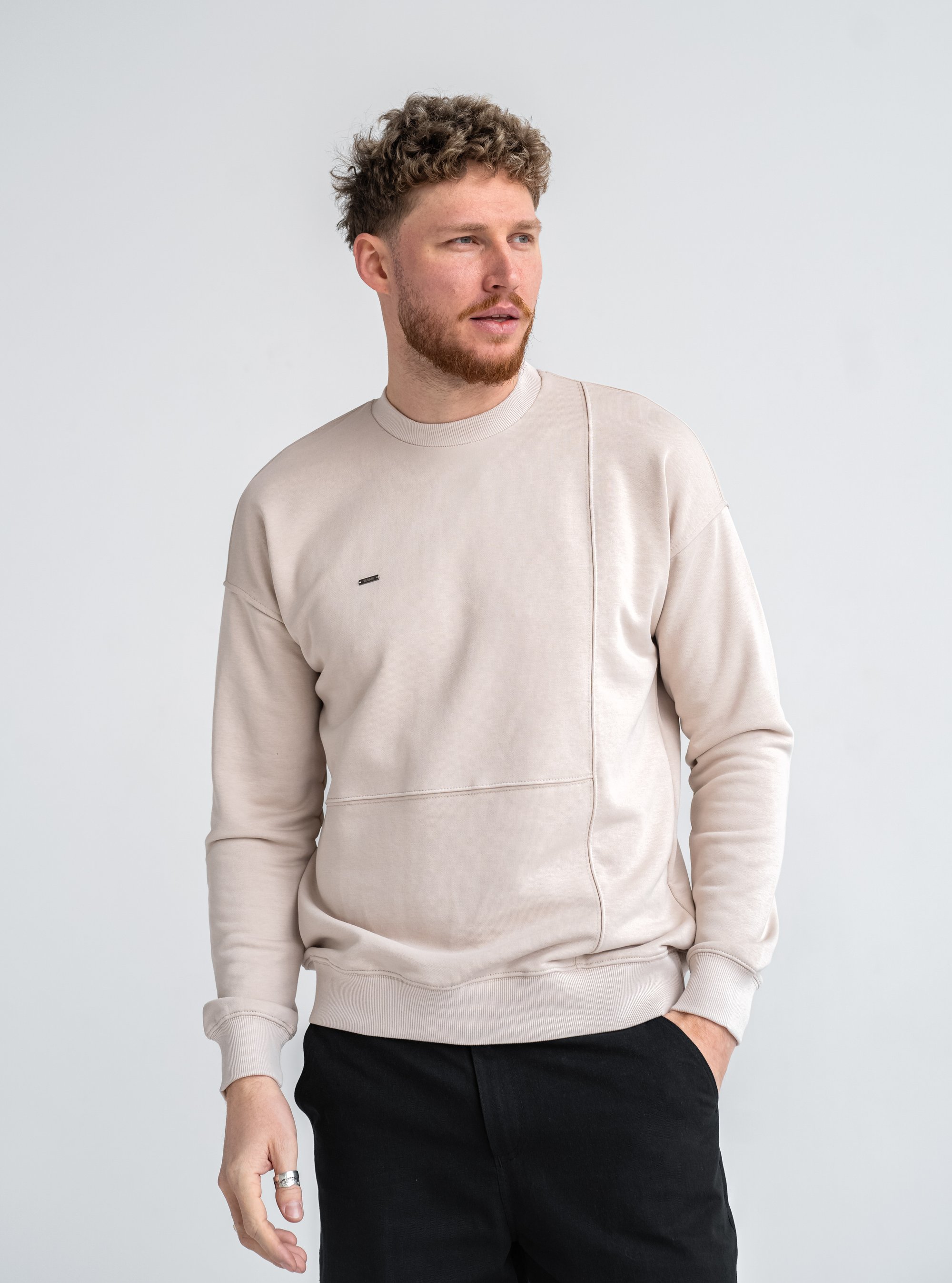 Чоловічий світшот демісезонний вільного крою Raise Teamv Бежевий