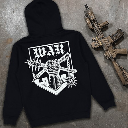 Худі з принтом WAR чорне на флісі / без флісу