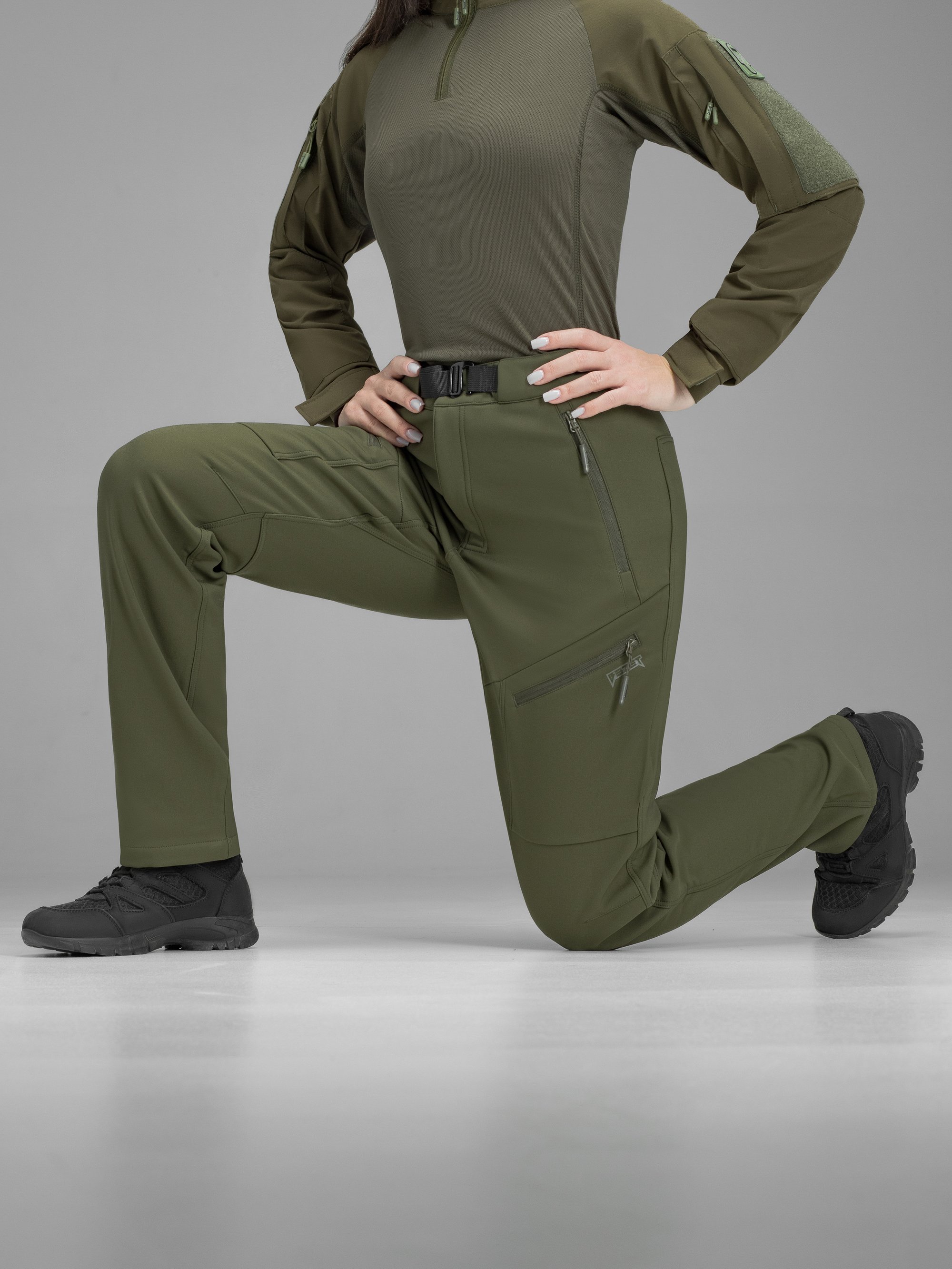 Штани карго тактичні жіночі Softshell BEZET Techwear хакі - Фото 6