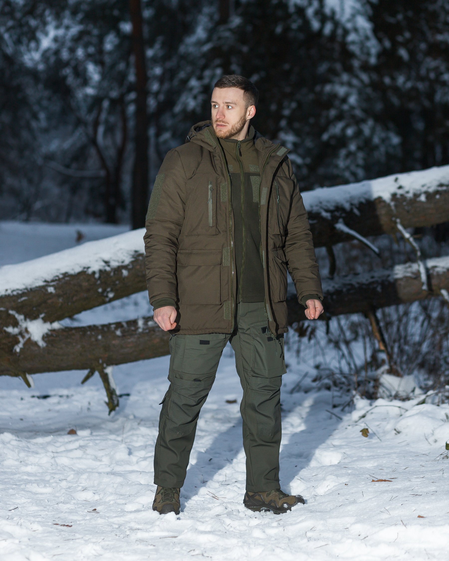 Комплект тактичний (Куртка парка зимова BEZET Ісландія хакі-Кофта флісова BEZET хакі-Штани карго теплі BEZET Alpha хакі) - Фото 2