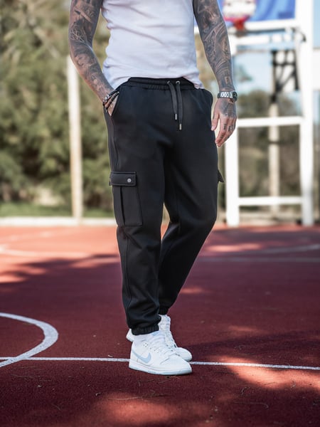 Чоловічі теплі спортивні штани Teamv Карго OVERSIZE 3 Чорні TEAMV