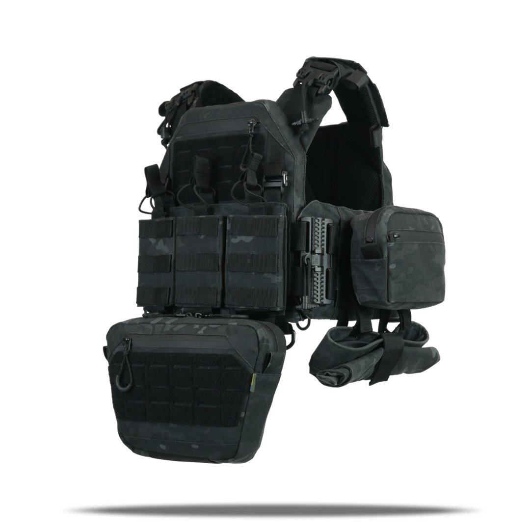 Комплект плитоноска Kiborg GU Gen.2 + 6 підсумків Чорний Мультикам KIBORG