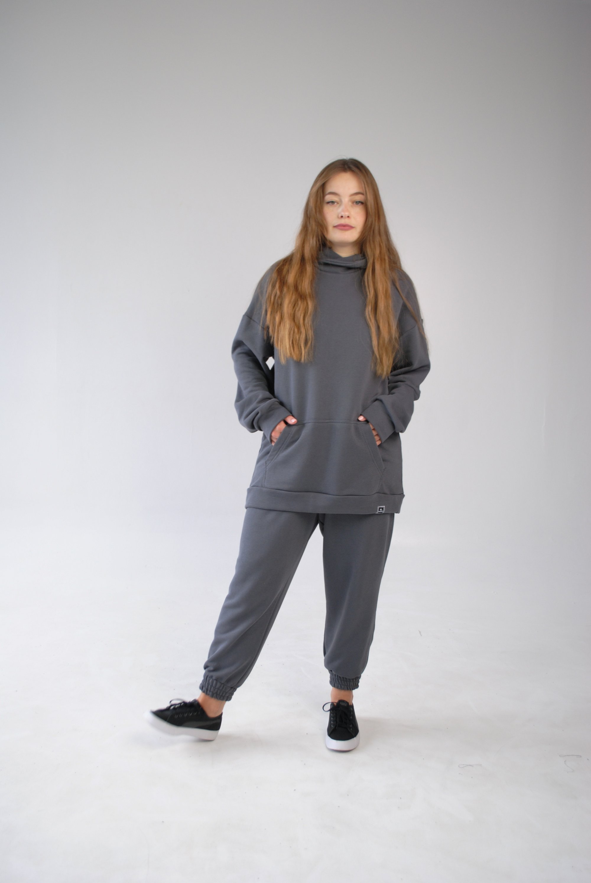 Костюм спортивний утеплений сірий жіночий Hi Mate - Фото 4