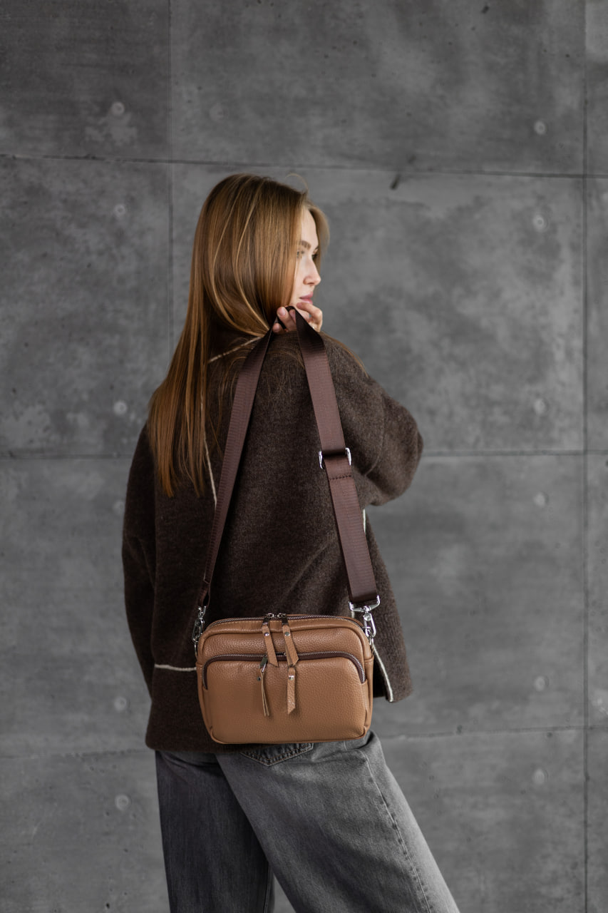 Женская сумка кросс-боди из натуральной кожи флотар SKILL капучино