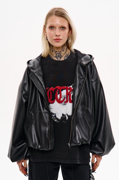 Бомбер NCTRNL оверсайз зі шкірзаму "Боул" TURWEAR