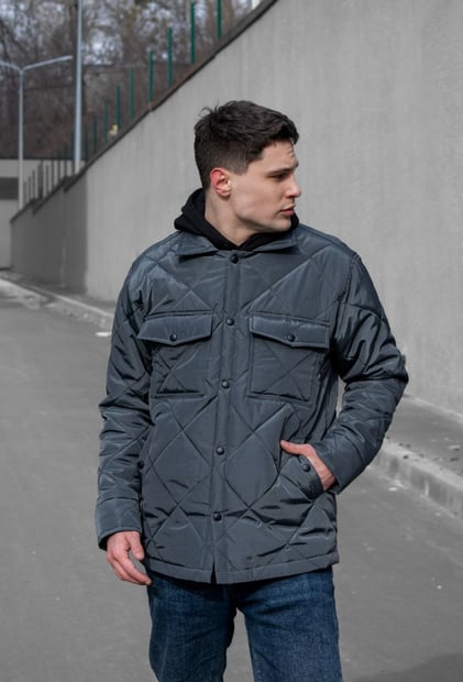 Стеганная мужская куртка-рубашка Reload Stitch, темно-серый