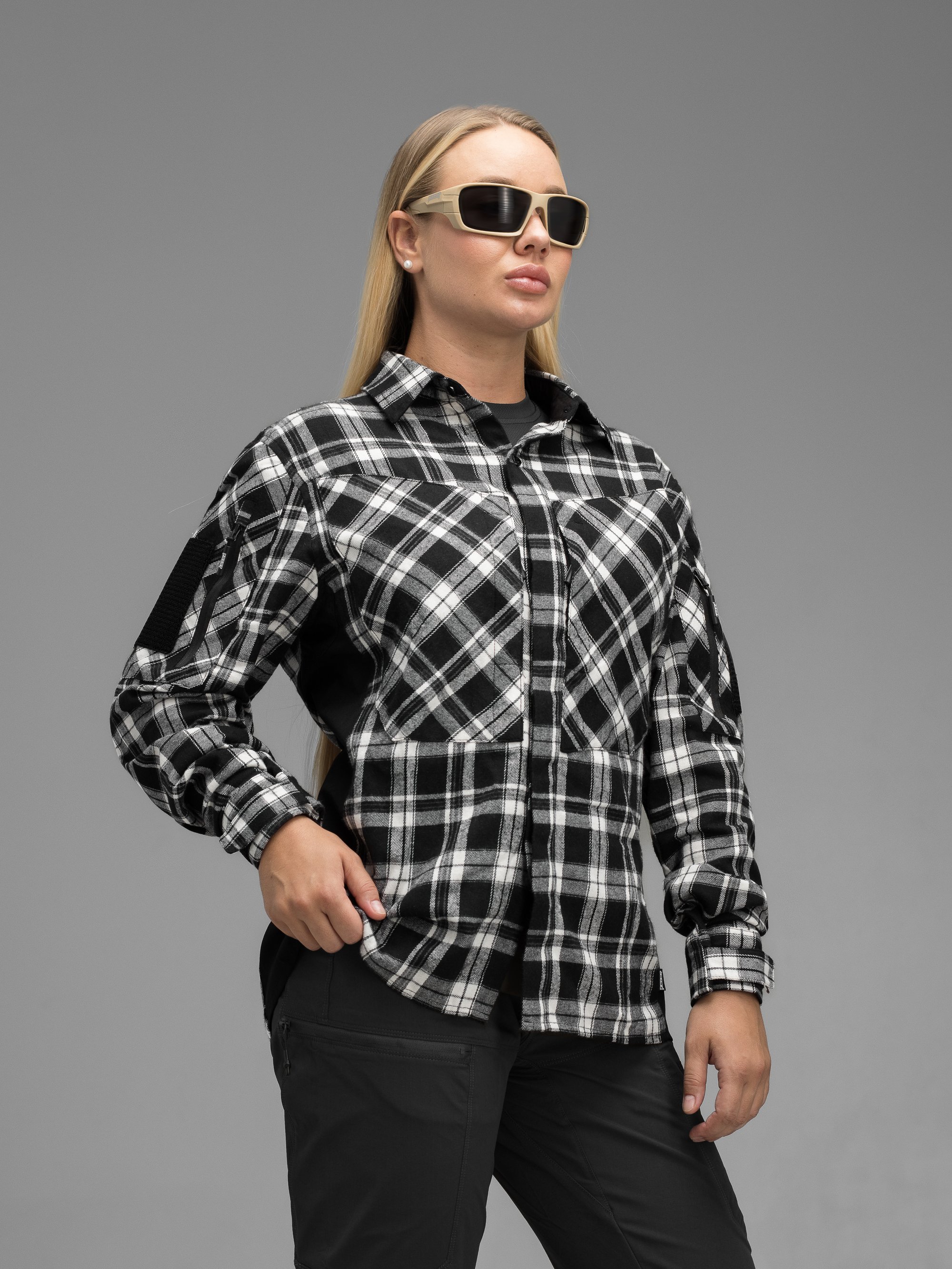 Сорочка фланелева жіноча BEZET Defender чорний/білий - Фото 2