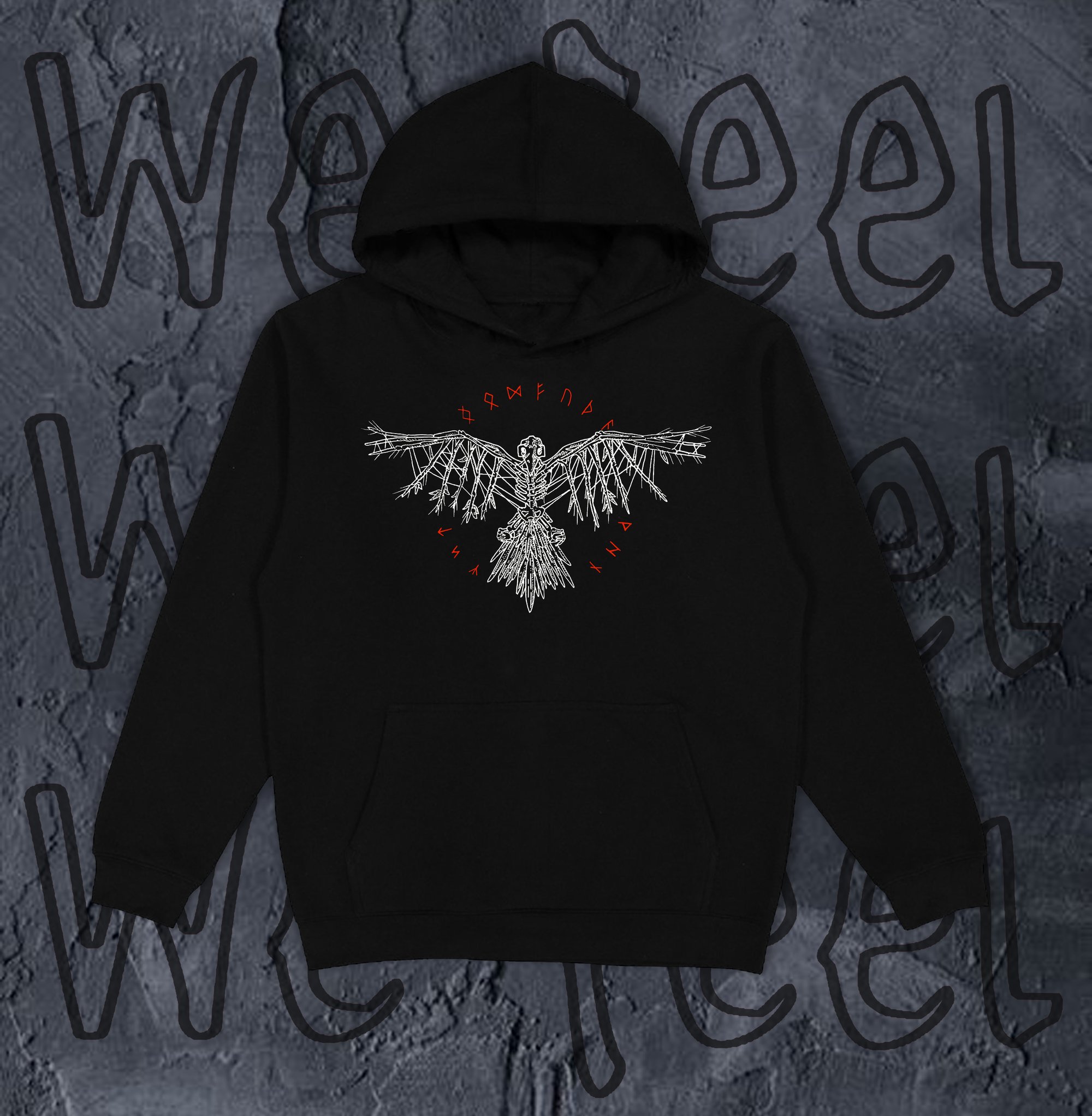 Худі без флісу з принтом RAVEN OF ODIN чорне