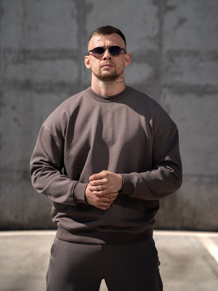Чоловічий світшот оверсайз із щільної бавовни Terry Світло-коричневий TEAMV