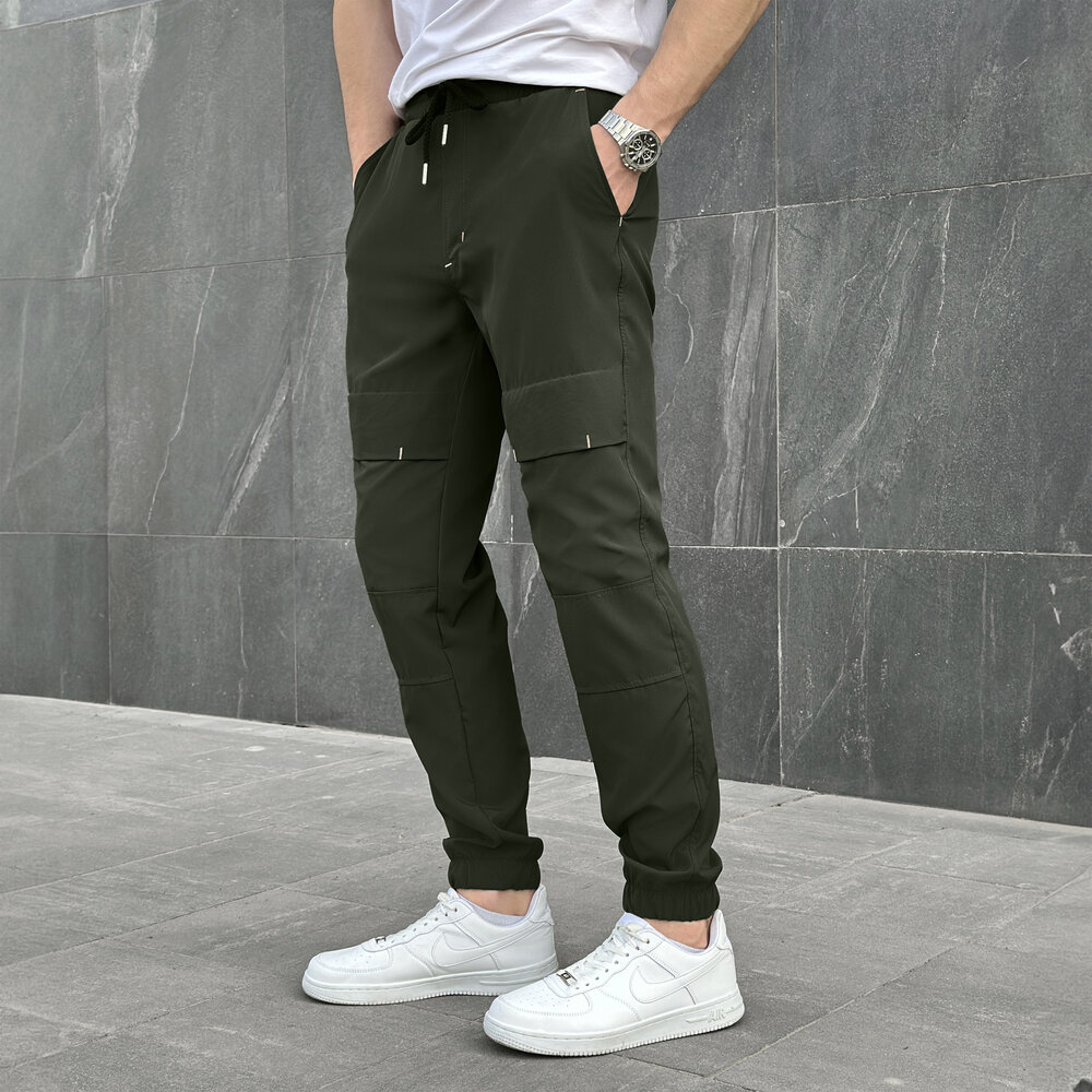 Чоловічі штани джогери з кишенями хакі Pobedov Vershyna