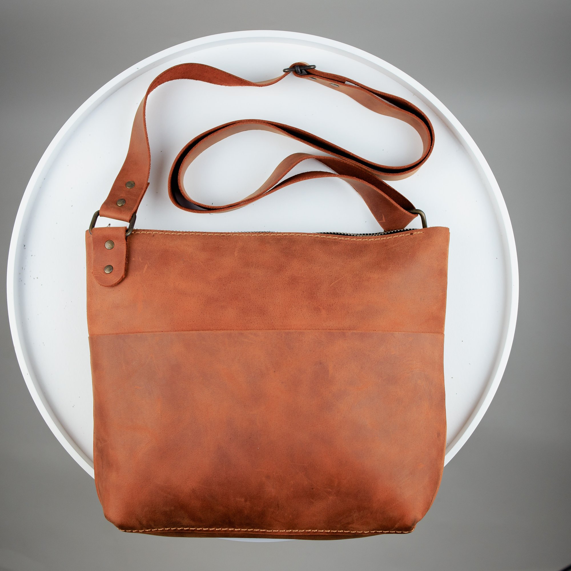 Сумка чоловіча через плече шкіряна коричнева SKILL