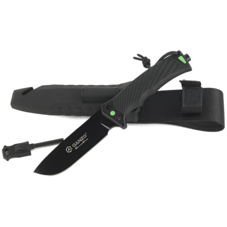 Нож охотничий Ganzo G8012V2-BK с паракордом Черный