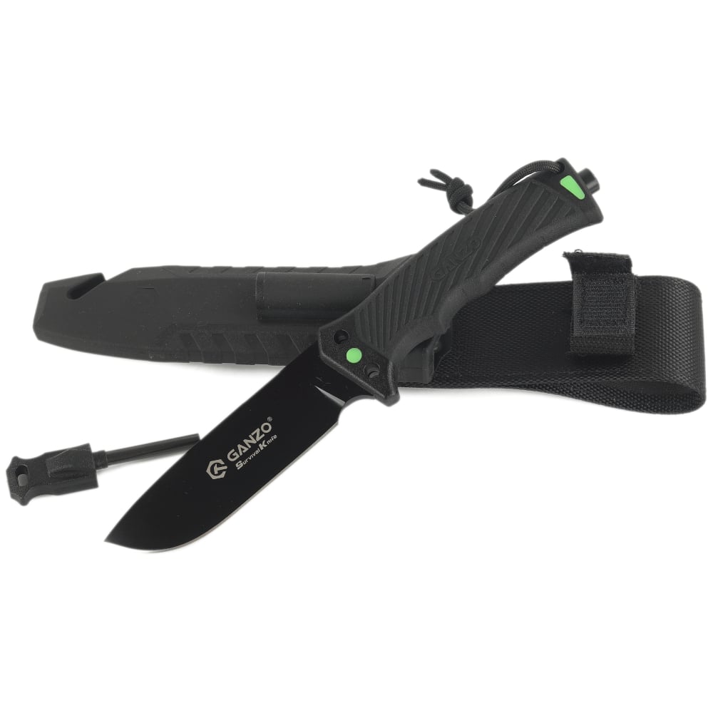 Ніж мисливський Ganzo G8012V2-BK с паракордом Черный