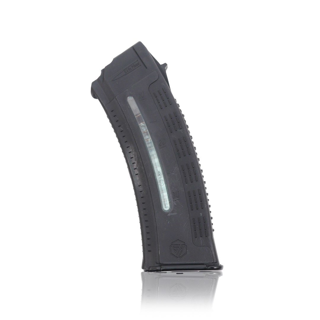 Магазин для АК коробчатый с окном для контроля количества заряда патронов чорный KIBORG