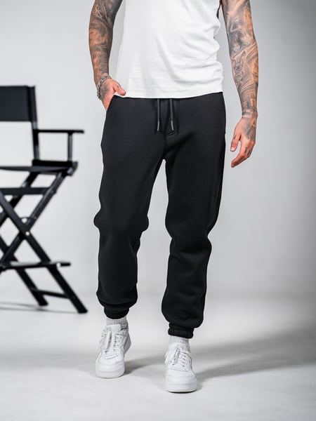 Чоловічі теплі спортивні штани Teamv OVERSIZE 3 Чорні TEAMV