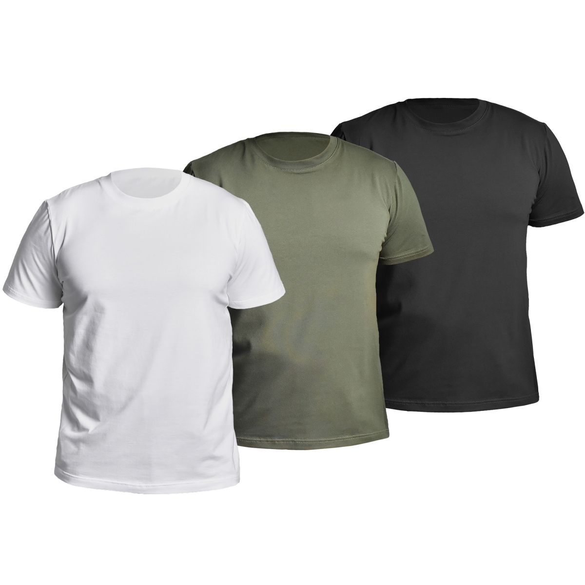 Комплект футболок Tactical Comfort Tee. Кольори Чорний, Олива, Білий 3шт GIG MILITARY
