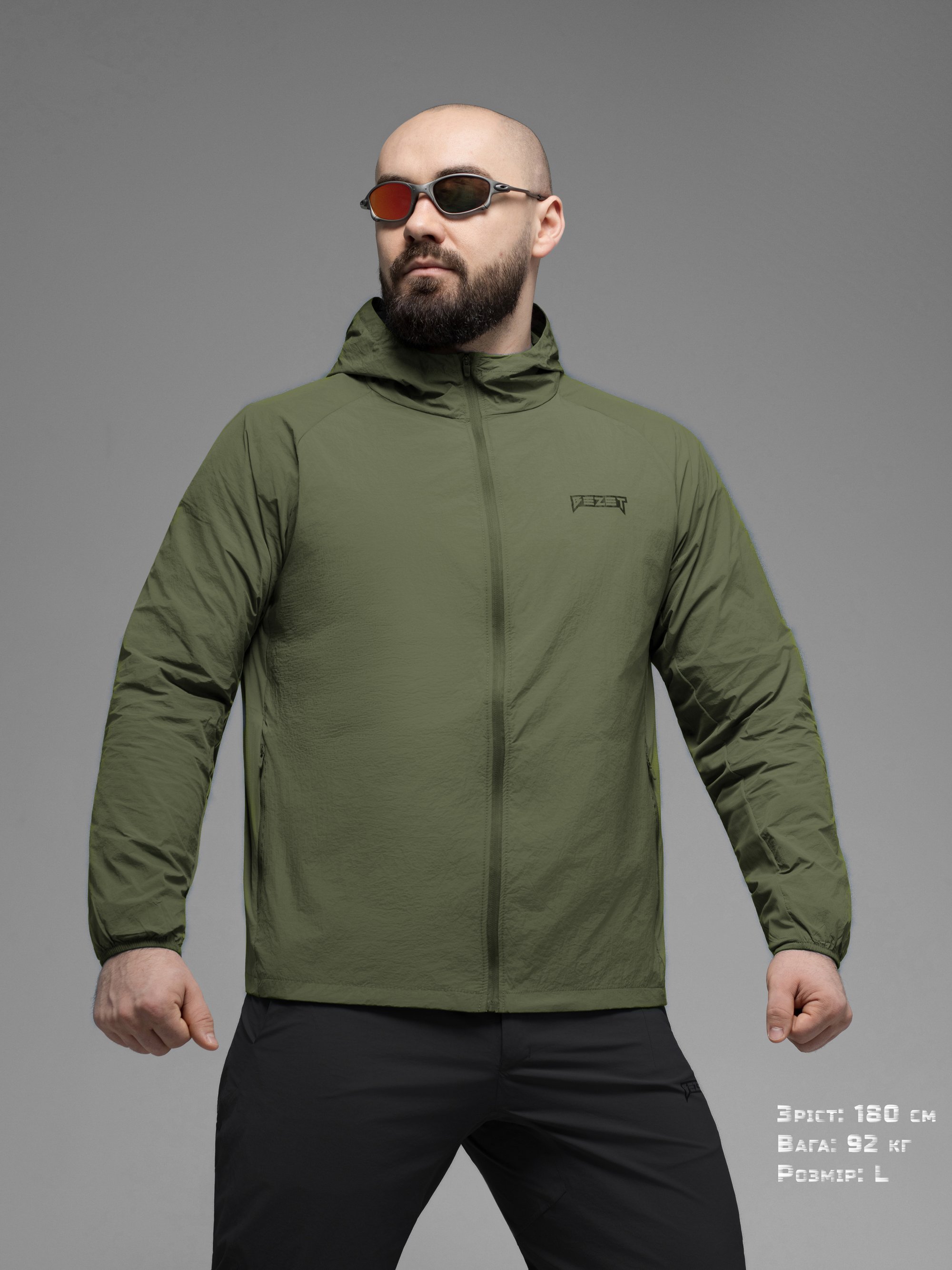 Куртка вітрівка BEZET Solguard UV 100 хакi - Фото 1