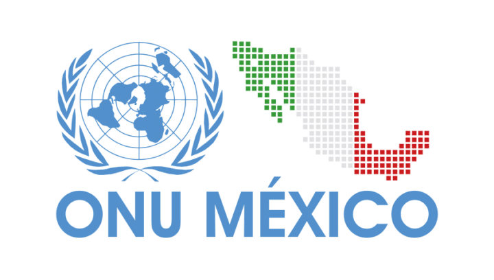 Logotipo de la ONU y a un lado el mapa de la República Mexicana.