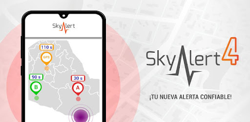 App de skyalert en la pantalla de un teléfono móvil.