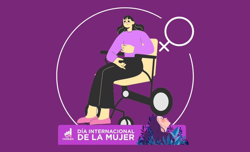 Ilustración de una mujer usuaria de silla de ruedas.