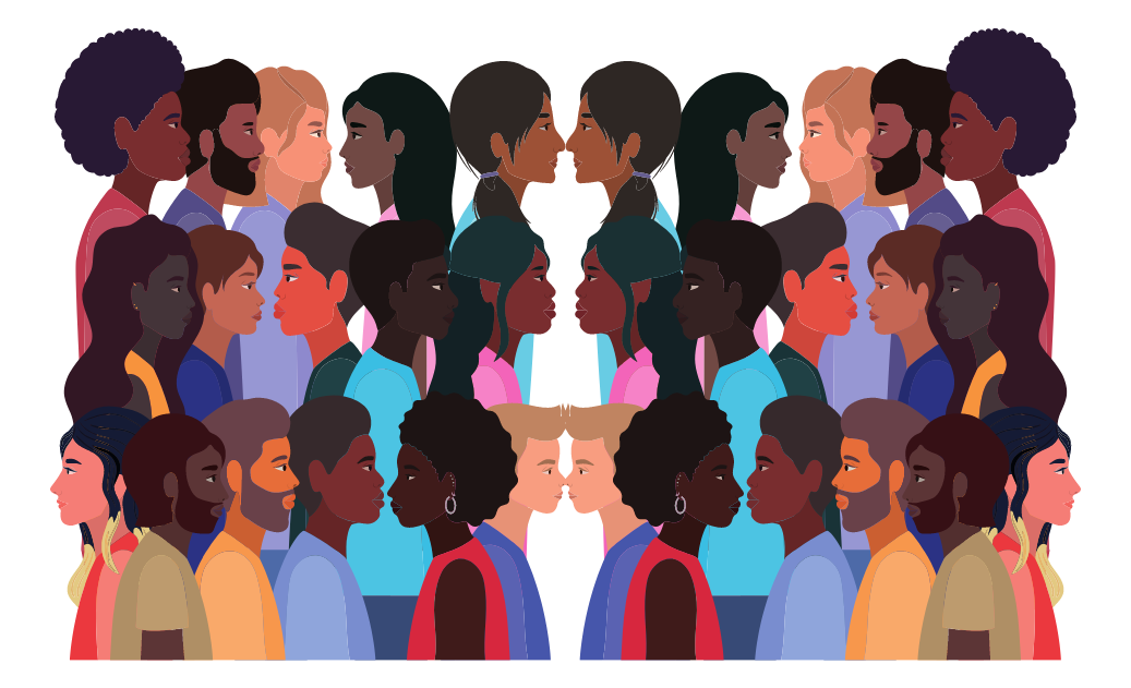 Ilustraciones de personas con distintos tonos de color de piel.