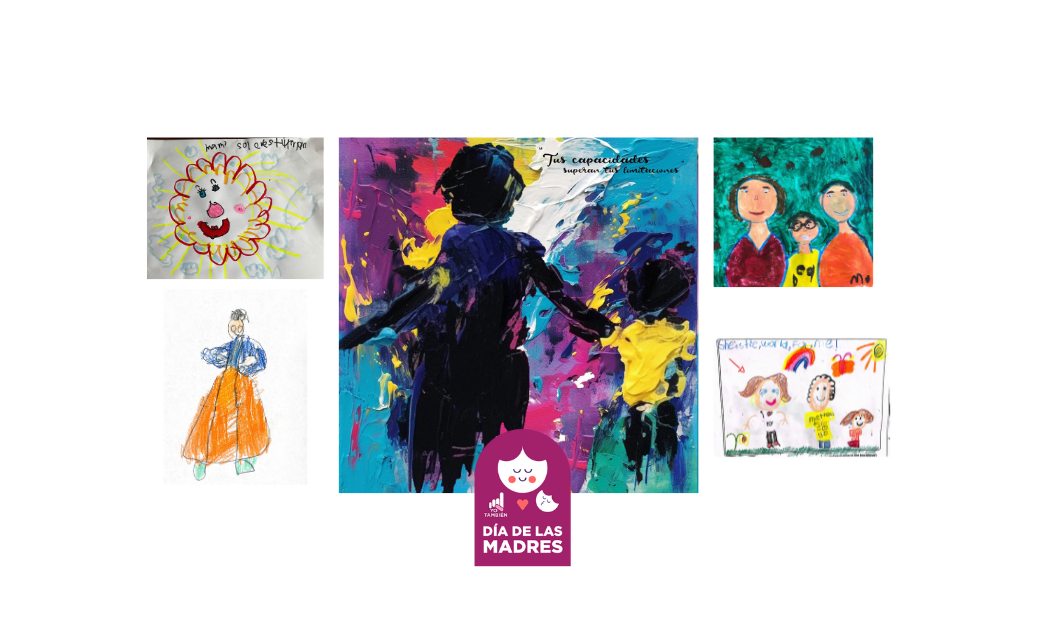 Collage de dibujos creados por niños y adolescentes con discapacidad intelectual