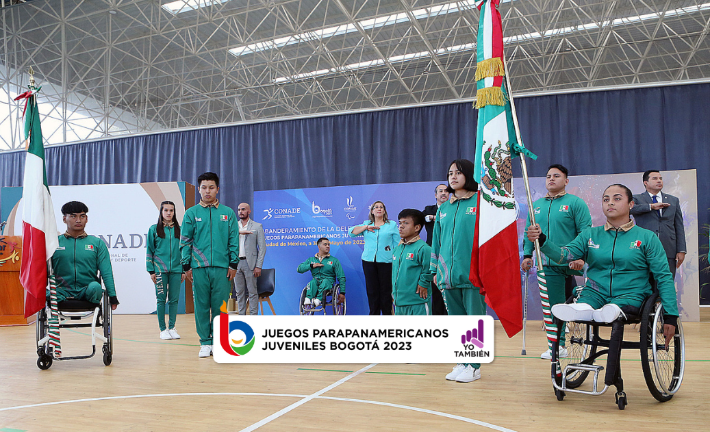 Ceremonia oficial de honores a la bandera por parte de los paratletas mexicanos que irán a los Juegos Parapanamericanos Bogotá Juveniles 2023