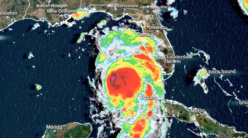 Foto satelital de la tormenta tropical Idalia durante la temporada de huracanes en México