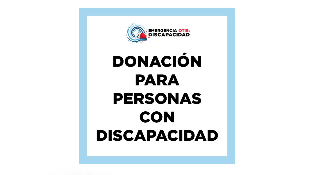 Imagen de laetiqueta de donación para personas con discapacidad damnificadas por el huracán Otis en Guerrero. En el texto se lee: Donación para personas con discapacidad