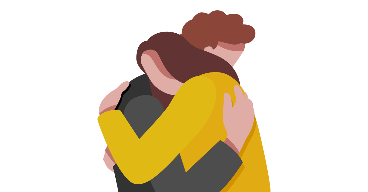 Ilustración de dos personas abrazandose.