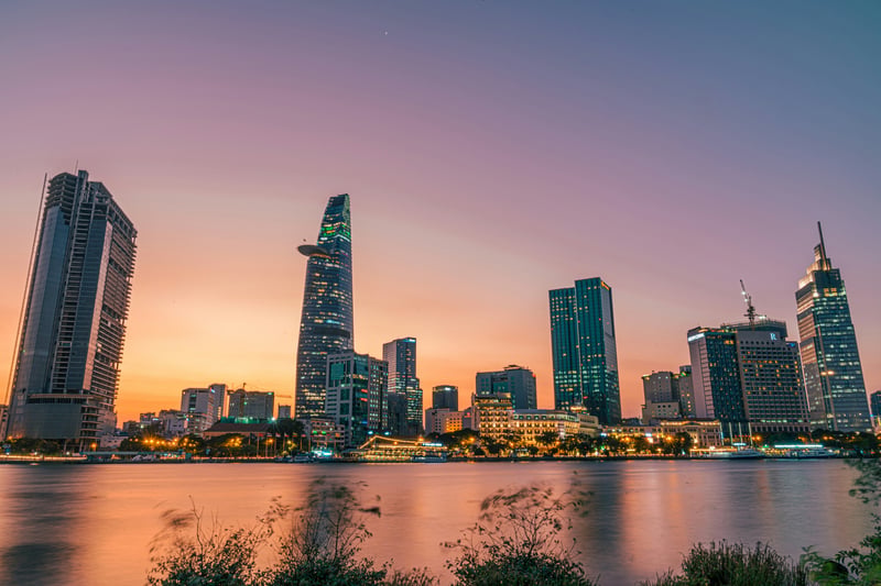 Ho Chi Minh City skyline near the central Sài Gòn hotel