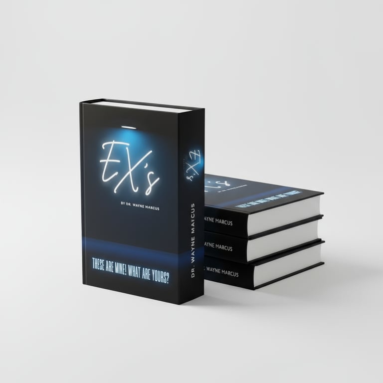 Ex's book interior pages preview showing action-word framework and leadership exercises