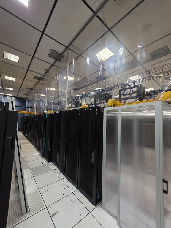 Modern data center infrastructure with organized cabling