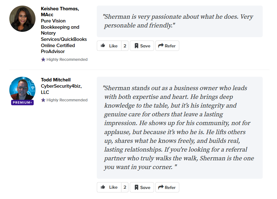 Verified testimonial from Alignable - Life insurance and legal protection