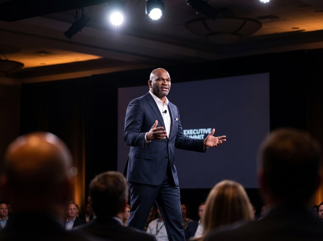 Jeff Morris delivering a keynote at an executive leadership conference