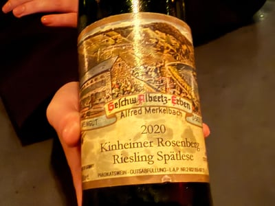 アルフレート・メルケルバッハのキンハイマー・ローゼンベルク リースリング シュペートレーゼ 2020