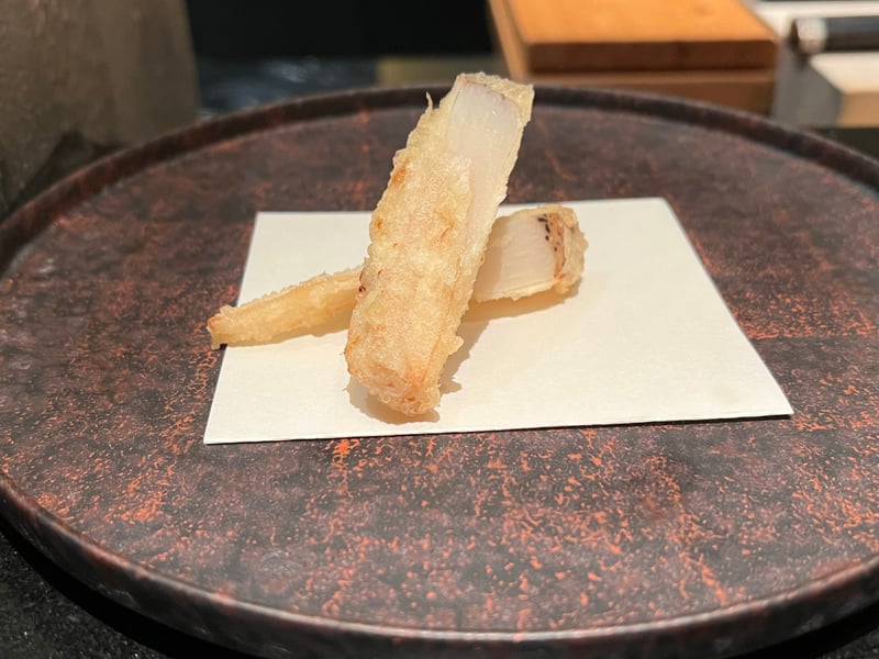 糸引き蓮根の天麩羅