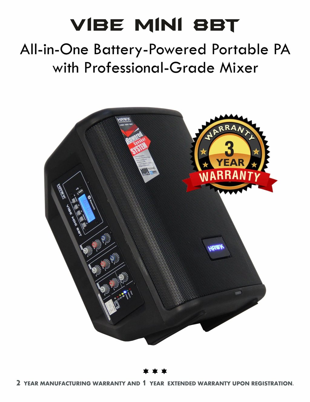 Hawk VIBE MINI 8BT 1800 Watts portable pa system