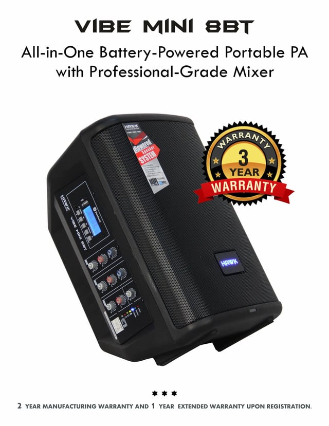 Hawk VIBE MINI 8BT 1800 Watts portable pa system
