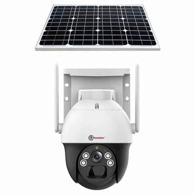 Trueview 4G Sim 4Mp PTZ Solar Sim CCTV Camera with Solar Panel, Surveillance for Agriculture, Remote Area & Construction Site