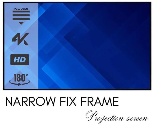 ELCOR, ezCinema Acoustically Fix frame projector screen 100-inch Diagonal In 16:9 Ratio, UHD/3D/4K Technology