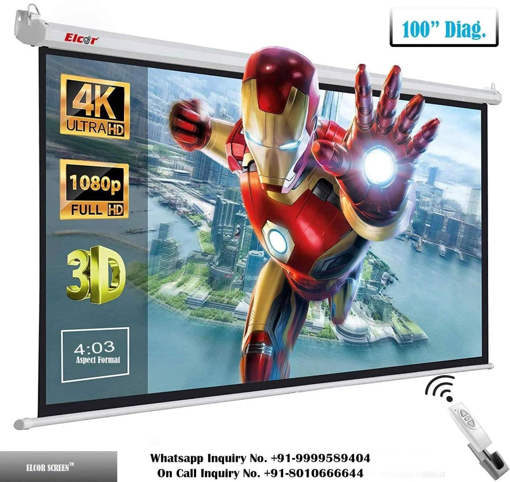 Elcor 5ft X 7ft 100-inch Diagonal Motorised Projector Screens