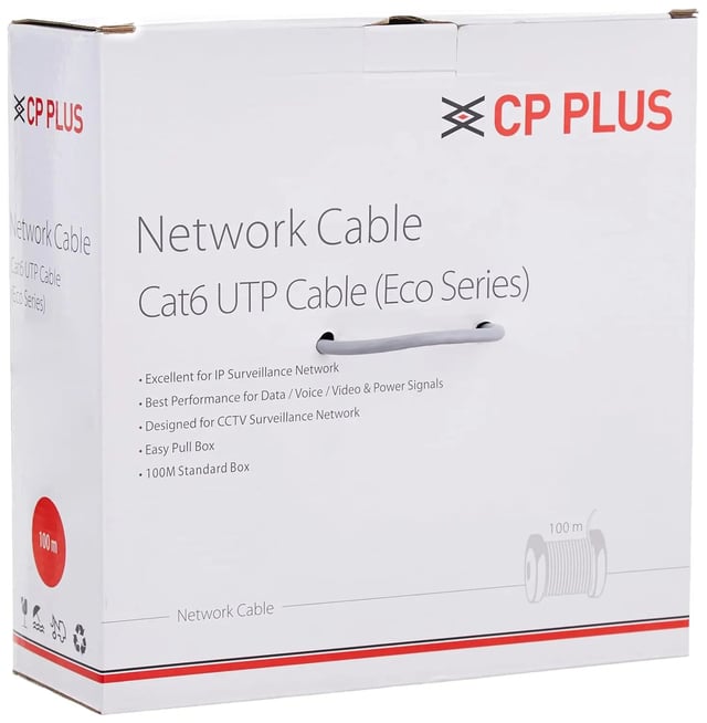 CP Plus Eco CAT6 100mtrs 24 AWG 4 Pair UTP Cable (CP-FUT-6TSRH-100)