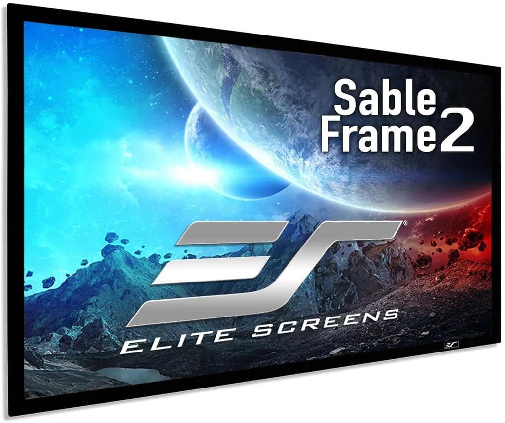 Elite Screens ER135WH1 135 Inches Sable Frame Acoustic Pro 1080P Full HD Fixed Transparent Perforated Frame Home Theatre Projection Screen