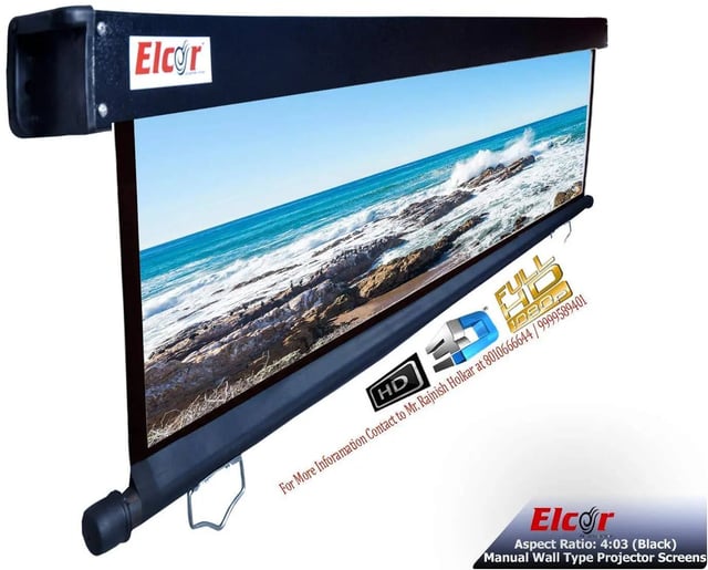 Elcor Manual Wall Projector Screen With No-autolock, Black Series
