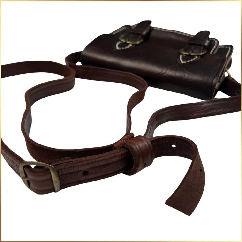 Dark Brown Snap Buckle Leather Moroccan Bag