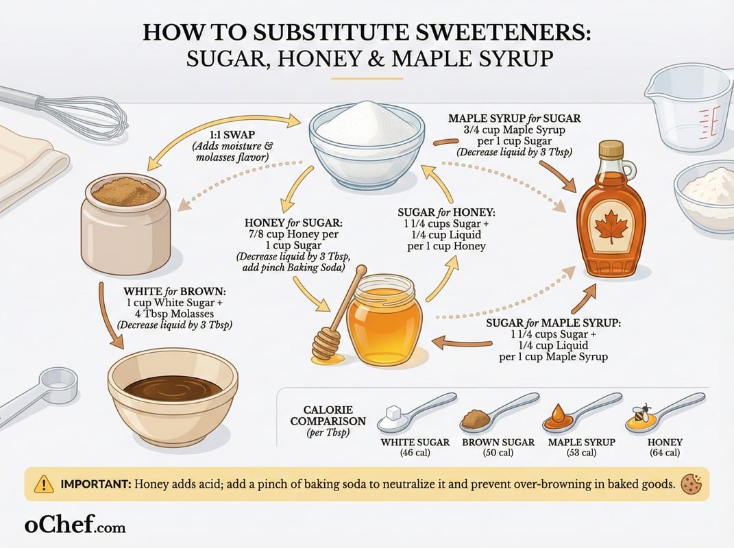 Sweetener Substitution Guide: Sugar, Honey & Syrup